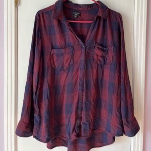 Tinsel Burgundy Plaid Button Up XXL shirt